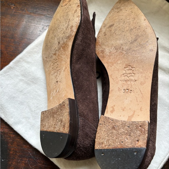 Manolo Blahnik Chocolate Suede Flats - Picture 5 of 5